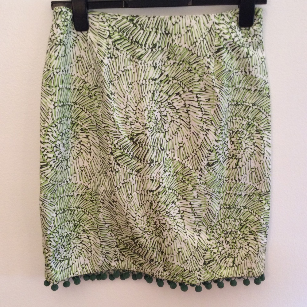 Etcetera green pattern skirt with Pom Pom …